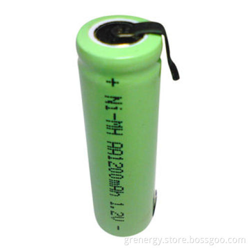 1.2V 1200mAh AA size Ni-MH rechargeable battery,10c discharge rate high drain series,flat top & tabs